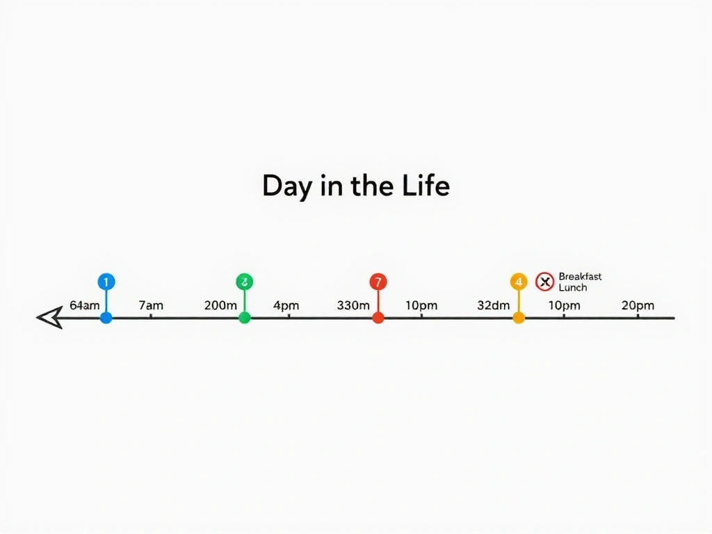 Timeline showing nutrient timing markers over a client's schedule